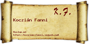 Koczián Fanni névjegykártya